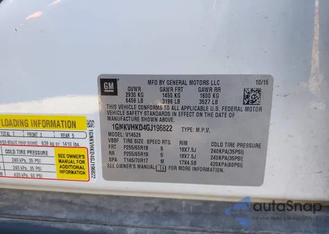 2016 Chevrolet Traverse 2Lt from USA, damaged, VIN 1GNKVHKD4GJ196822